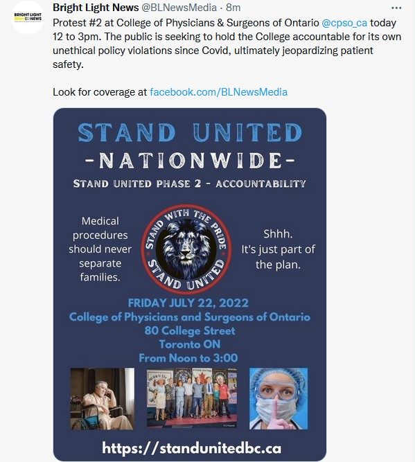 Protest at CPSO Today 12-3pm