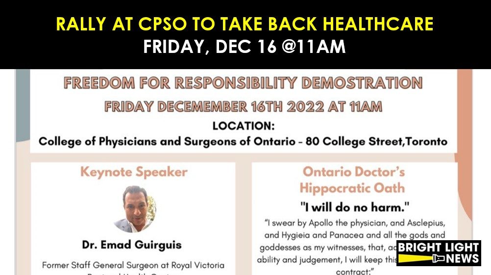 Rally at CPSO to Take Back Healthcare -Fri, Dec 16 @11am